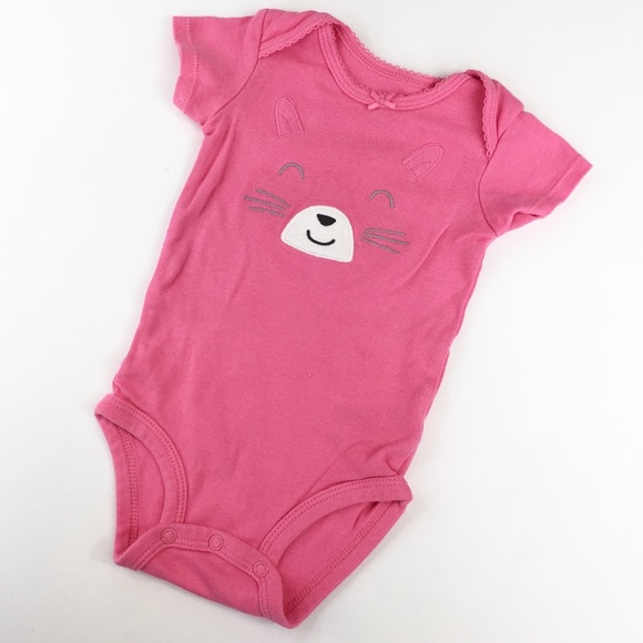 Like New! Carter’s Hot Pink Cat Face Onesie - Picture 2 of 6